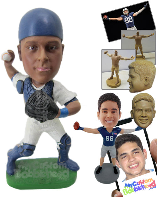 Baseball Pitcher in His Pitching Stand Personalized Bobblehead Baseball Pitcher in His Pitching Stand Personalized Bobblehead